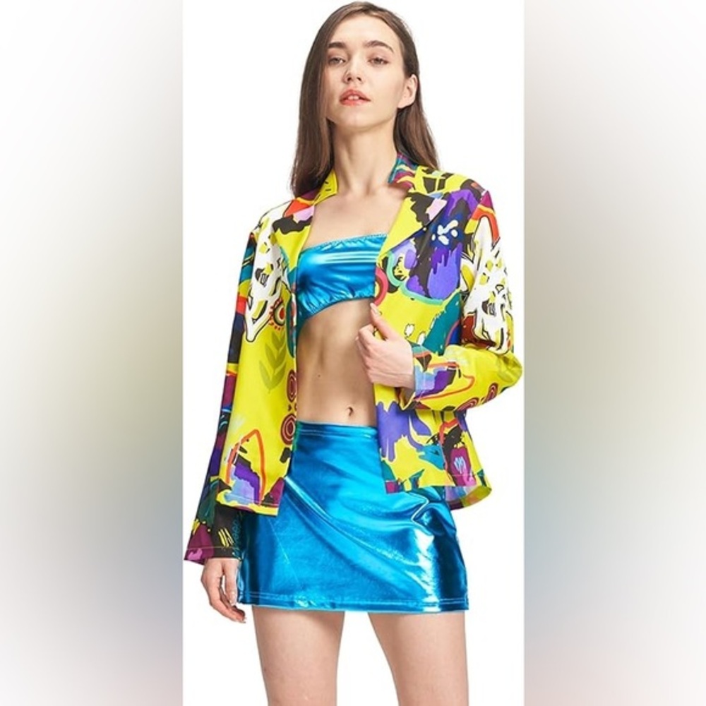 Women 🌸Pop Star🌸 Costume 80s Hip Hop Outfits for Disco Party Club Pub - SZ XL